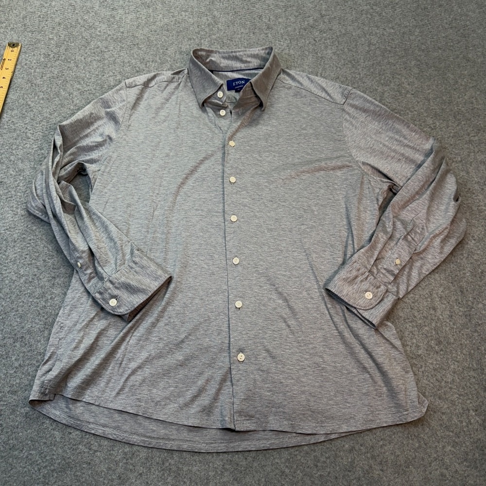 Eton Shirt Mens XXL 18 Blue White Contemporary Fit Long Sleeve Button Up